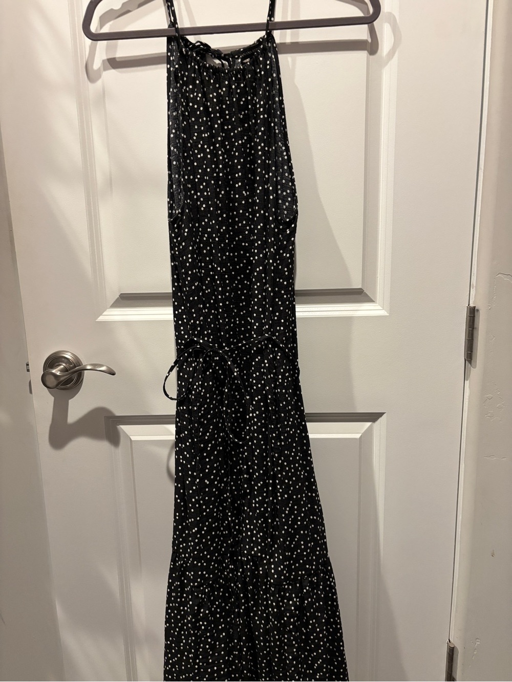 Banana Republic Black and White Polka Dot Halter Maxi Dress